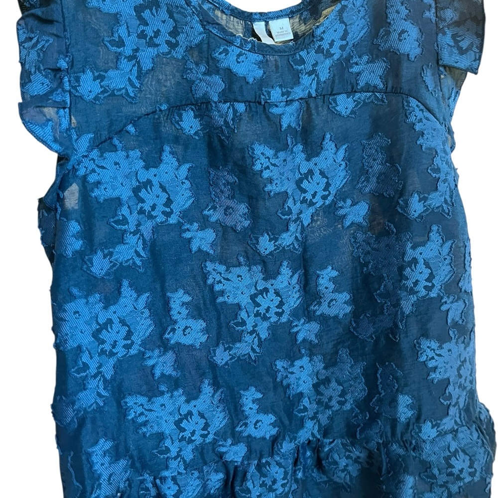 Teal Jacquard Babydoll Peplum Top Romantic Cottagecore Fairycore Ruffle Medium - Picture 3 of 6